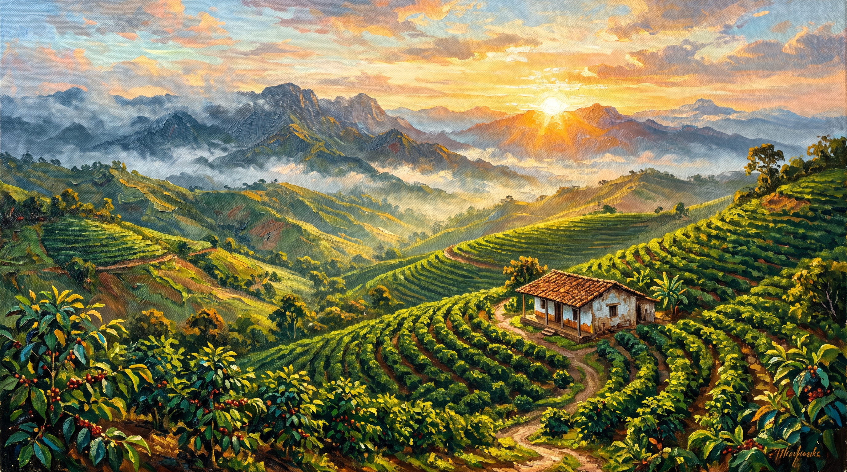 Lush Colombian coffee mountains and high-altitude plantation landscape